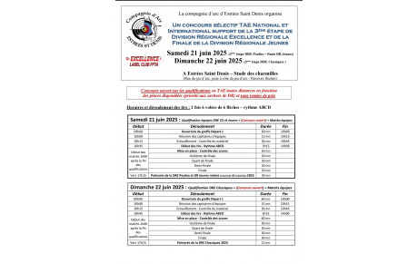 CONCOURS SÉLECTIF TAE NATIONAL ET INTERNATIONAL SUPPORT DE LA 3èME ÉTAPE DE DIVISION RÉGIONALE EXceLleNCE ET dE LA FinALE de LA DiviSiON RÉGIONALE JEUNeS